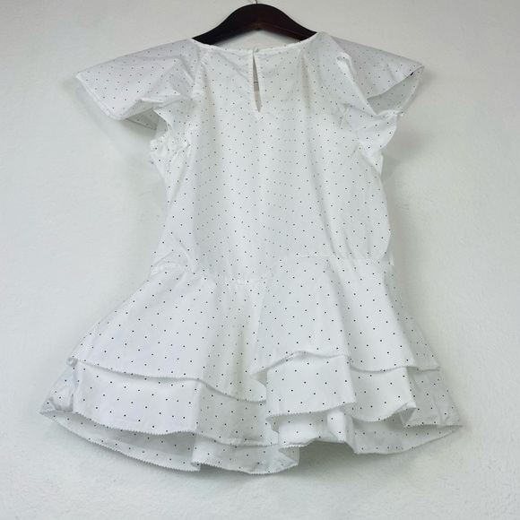 JOIE White Polka Dot Flutter Sleeve Ruffle Peplum Achava Top Small - Picture 12 of 16